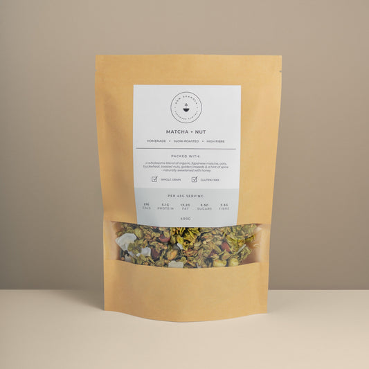 Matcha + Nut artisan Nom Granola small batch handcrafted granola bag Leicester UK