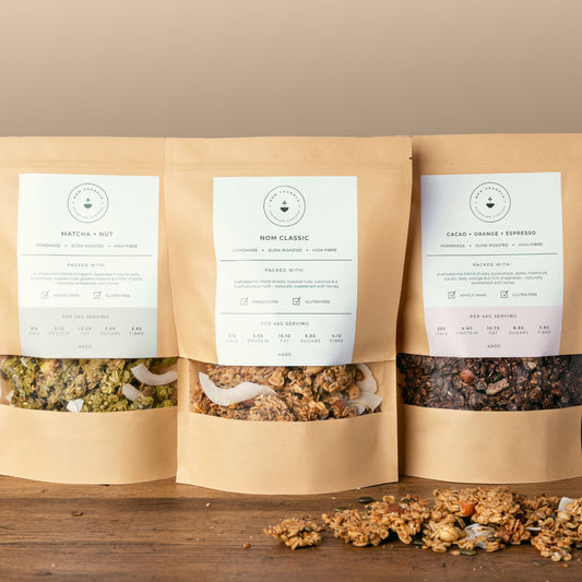 The Nom Trio bundle all three artisan granola flavours handcrafted small batch Leicester UK
